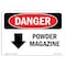 Signmission OSHA Danger Sign, Powder Magazine Down Arrow, 10in X 7in Rigid Plastic, 7" W, 10" L, Landscape OS-DS-P-710-L-2259 - alternate 1